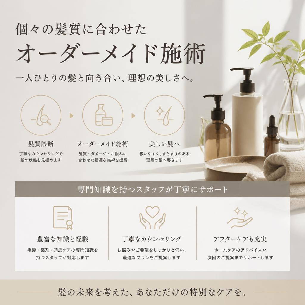 髪質に合わせた施術ができる美容室