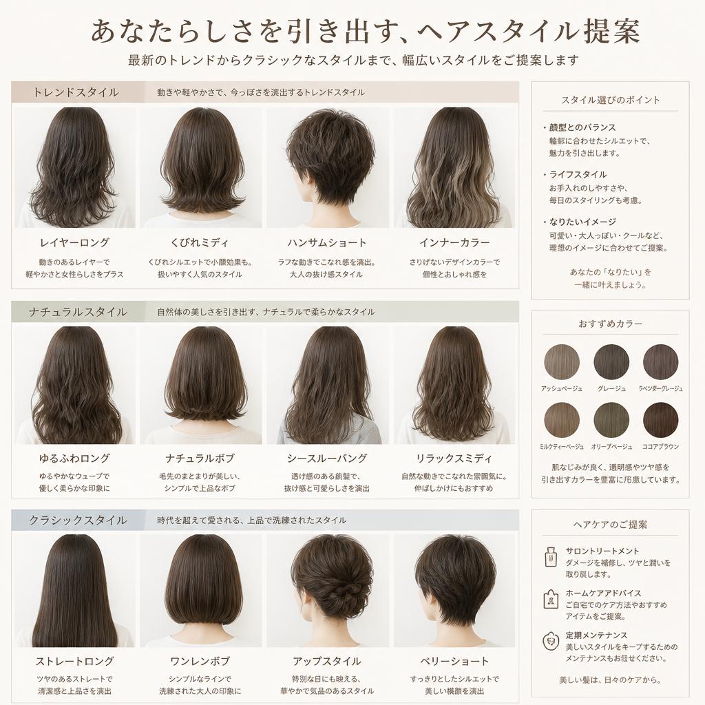 多彩なヘアスタイル