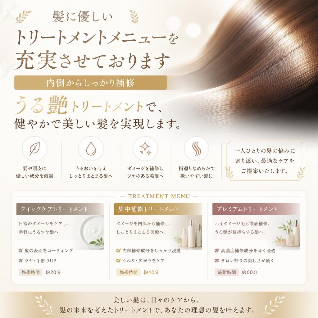 トリートメントで髪質改善